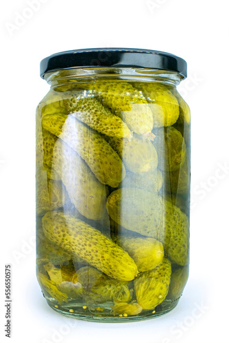 Jar of pickles isolated on white background high quality details