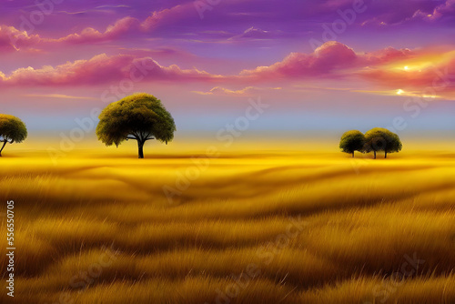 Landscape of a Savanna digitally painted simulating oil © Samuel