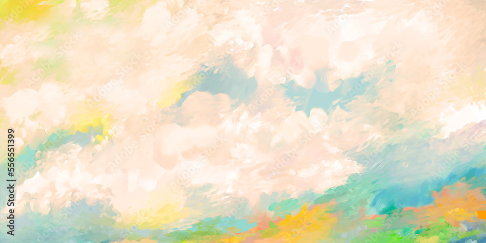 Impressionistic, Seascape with Clouds Digital Illustration/Art for Background, backdrop or wallpaper