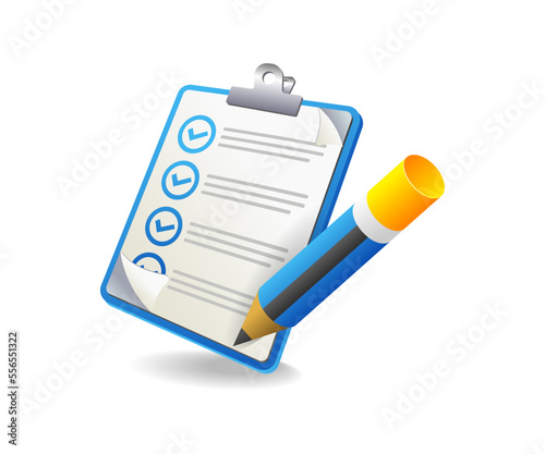 Flat isometric 3d illustration checklist analyst concept