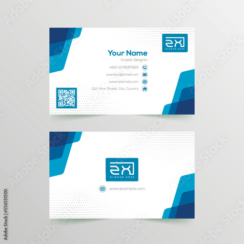 Blue gradient and rounded corner background business card format