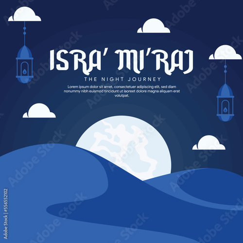 isra miraj banner illustration in flat design