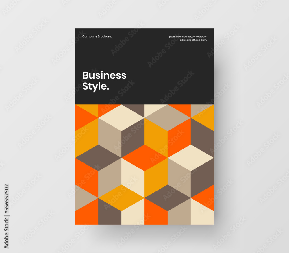 Abstract book cover A4 design vector template. Fresh geometric pattern handbill illustration.