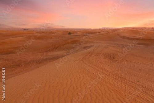 Sand landscape sunset view on desert, Dubai, United Arab Emirates © Travel Faery
