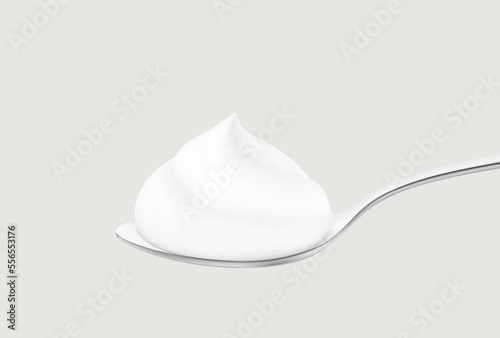 Spoon with creamy foam mockup. Vector illustration. Ready to place your design. EPS10.