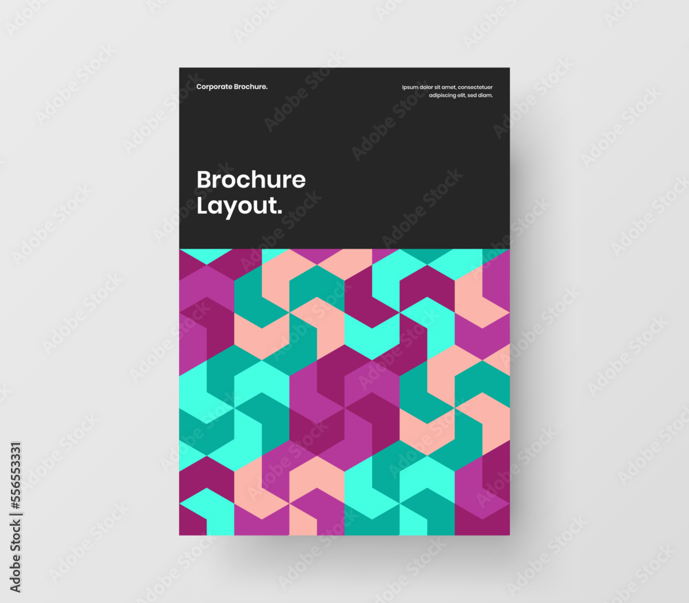 Premium mosaic pattern corporate identity concept. Colorful catalog cover design vector illustration.