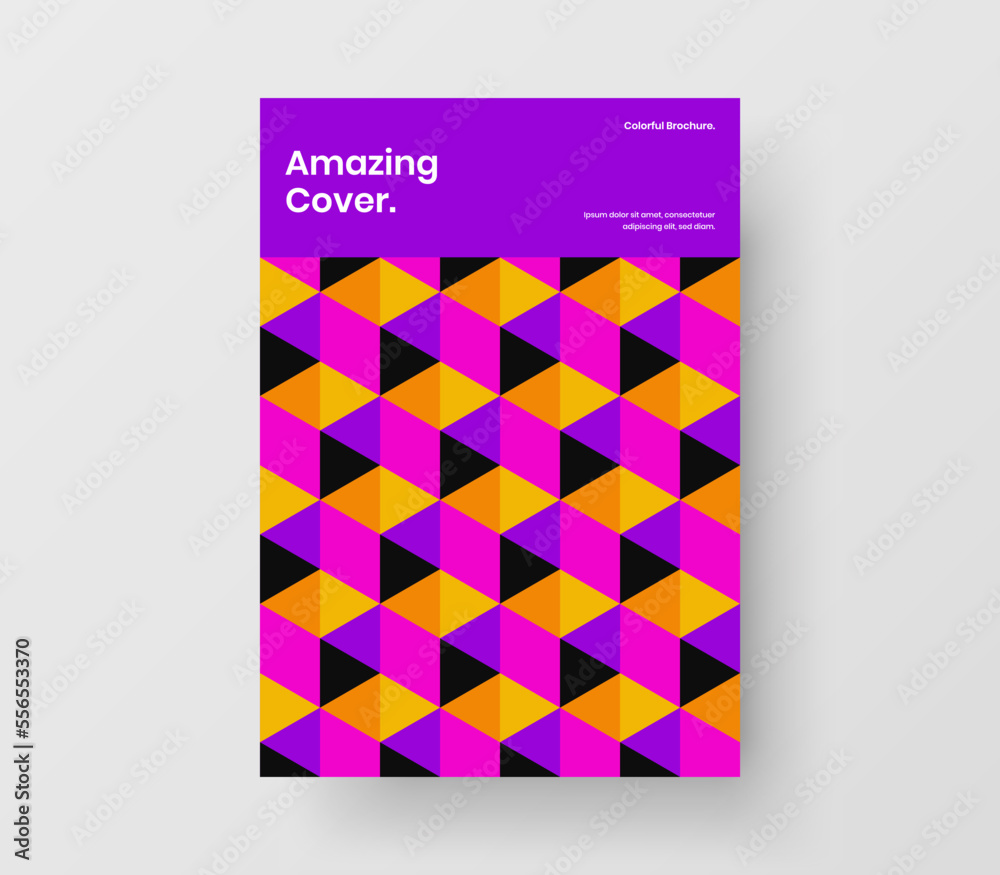 Fototapeta premium Isolated presentation vector design illustration. Trendy mosaic tiles booklet layout.