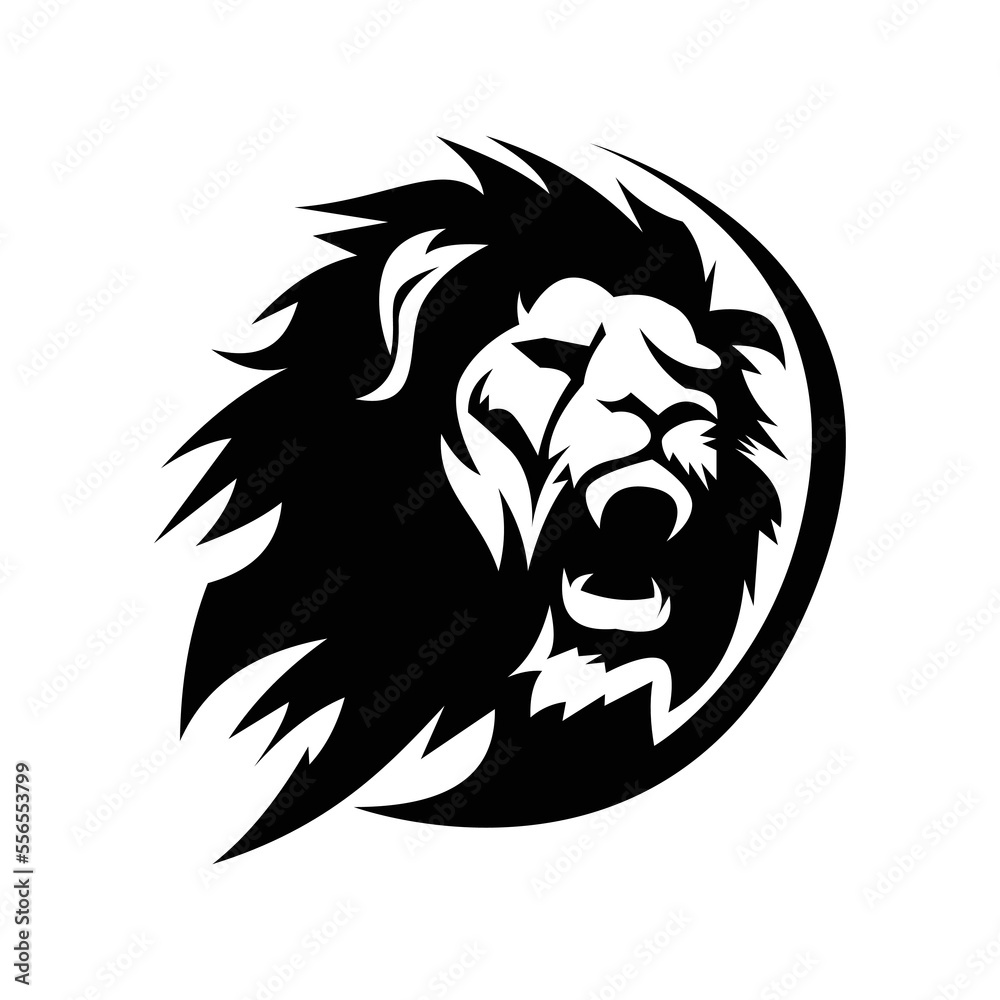 Fototapeta premium Lion silhouette logo symbol design illustration. Clean logo mark design. Illustration for personal or commercial business branding.