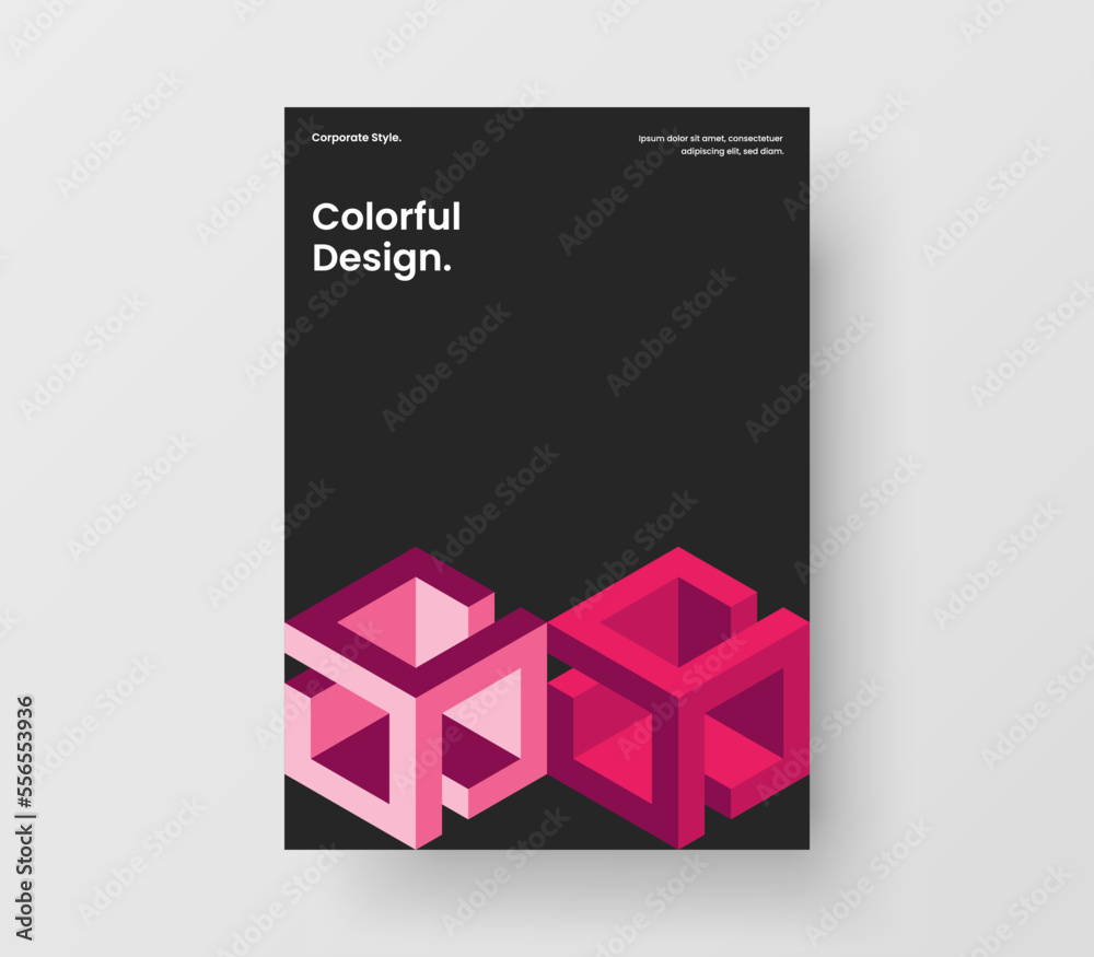 Fototapeta premium Trendy catalog cover vector design layout. Simple geometric shapes annual report template.