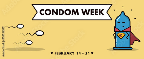 Banner for National Condom Week on yellow background