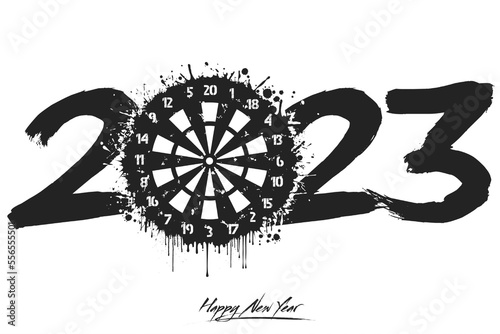 Happy New Year 2023 and dartboard