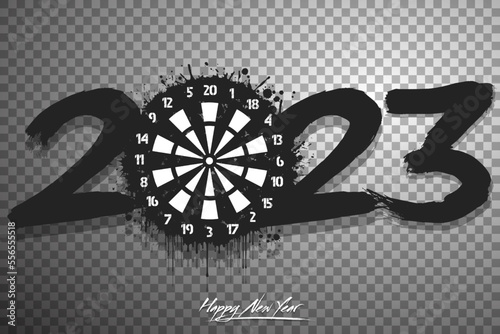 Happy New Year 2023 and dartboard