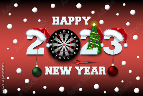 Happy New Year 2023 and dartboard