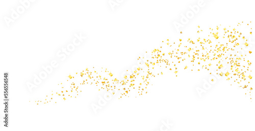 Gold confetti glittering wave. Golden sparkling. Shiny wavy crumbs, golden texture. png