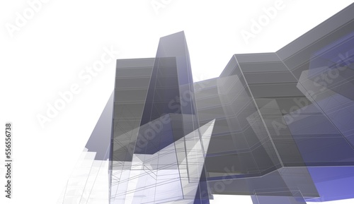 Abstract architectural rendering 3d illustration