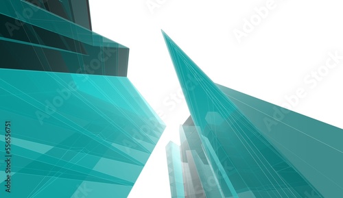 Abstract architectural rendering 3d illustration