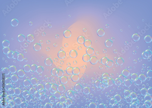 Soap bubble. Detergent bath foam and suds for bathtub. Shampoo.