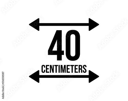 40 centimeters. Vector measuring unit in centimeters with arrows isolated on white background