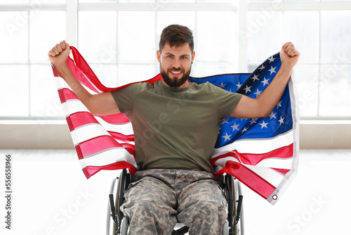 Young soldier in wheelchair...