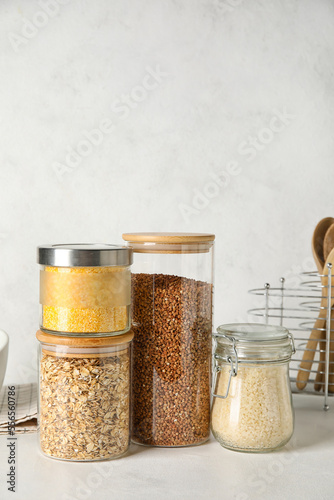 Assorted dry grains and cer...