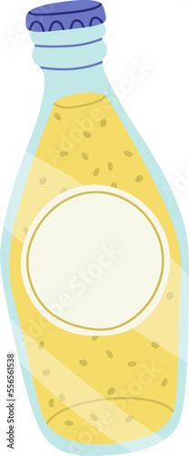 Pineapple juice and chia in bottle flat icon