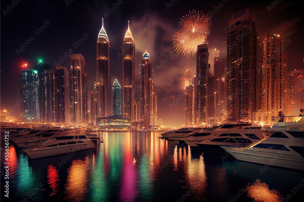 New year's fireworks in Dubai, generative ai