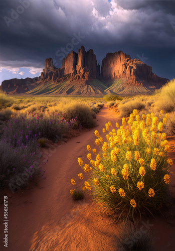 mountains and desert landscape generated by generative AI 