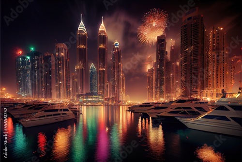 New year's fireworks in Dubai, generative ai © Infinite Shoreline