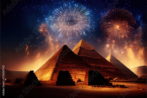New year's fireworks in Egypt, generative ai