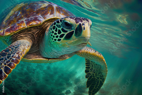 a green sea turtle s up close perspective in marsa alam. Generative AI