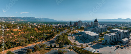 Aerial panoramic view of the Salt Lake City Capitol Building, USA