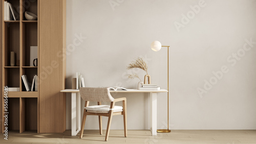 Home mockup, modern home office interior background, 3d render