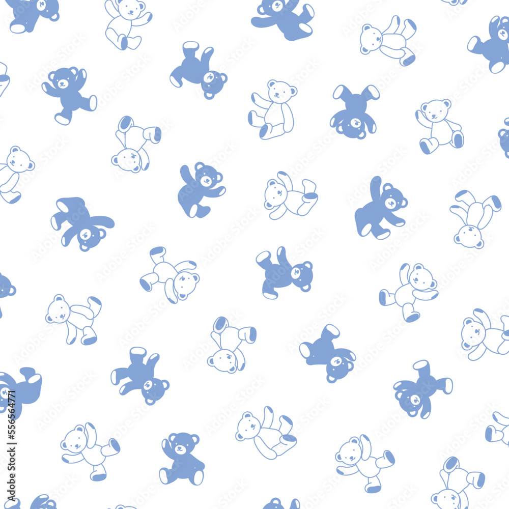 Seamless pattern of simple and cute bear illustration, Seamless pattern of simple and cute bear illustration,