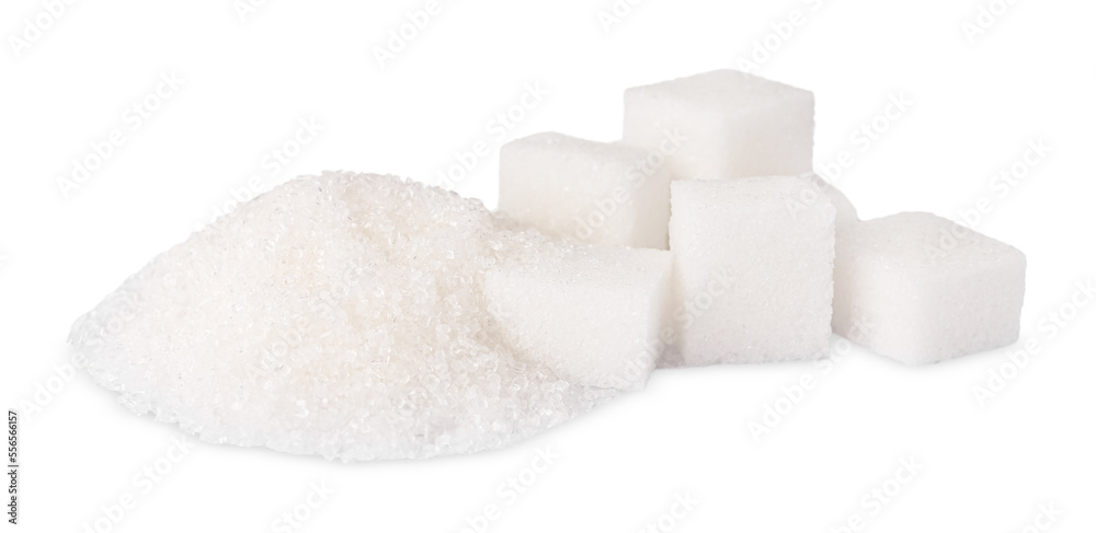 Φωτογραφία Granulated and cubed sugar isolated on white