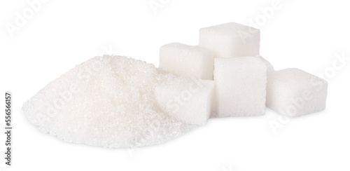 Φωτογραφία Granulated and cubed sugar isolated on white