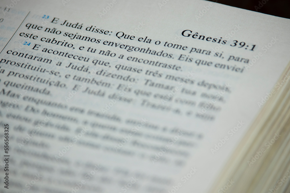Holy Bible open to one of the pages of the book of Genesis Holy Bible open to one of the pages of the book of Genesis