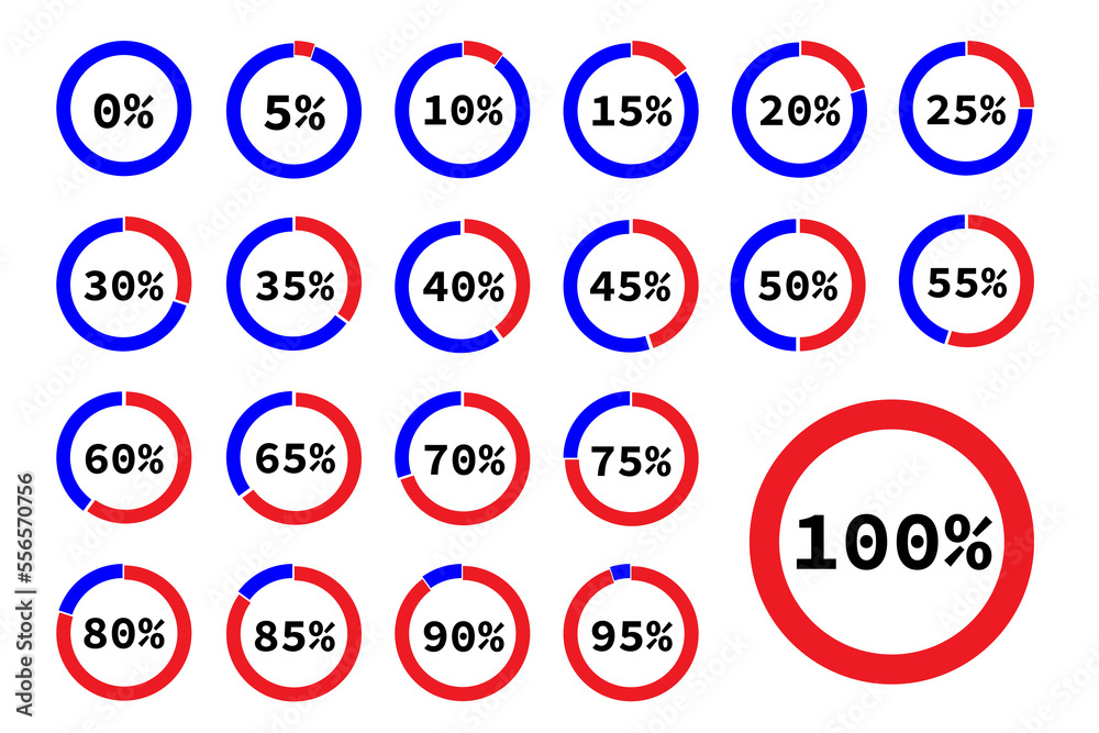 Circular Statistc percent Progress Bars Set Circular Statistc percent Progress Bars Set