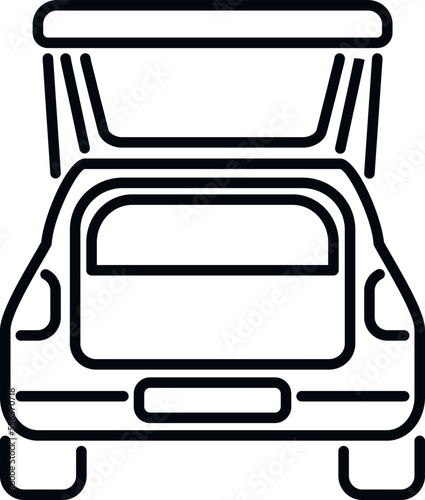 Summer trip car trunk icon outline vector. Open vehicle. Travel back