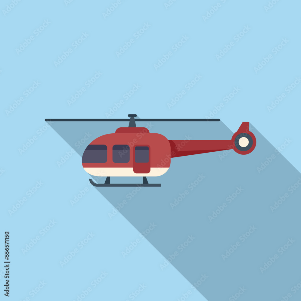 Sea rescue helicopter icon flat vector. Air transport. Coast aviation