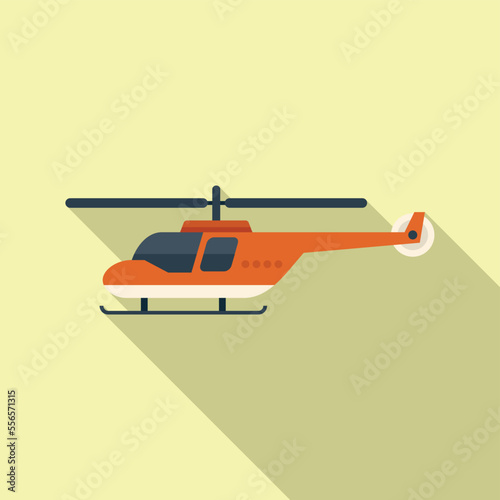 Rescue helicopter guard icon flat vector. Sea transport. Aerial safety