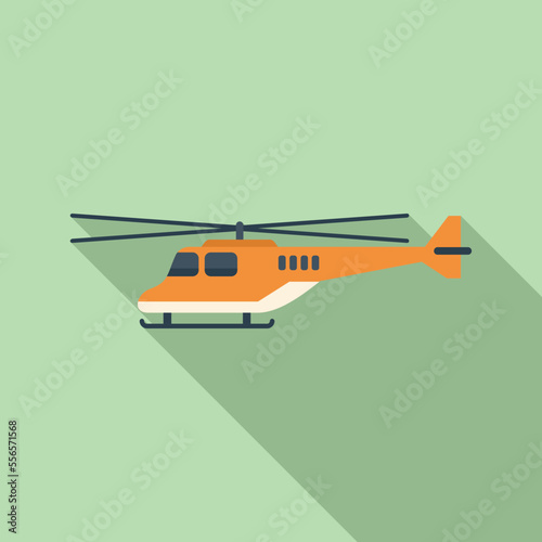 Sky rescue helicopter icon flat vector. Sea transport. Safety flight
