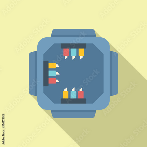 Safety junction box icon flat vector. Electric switch. Contact control
