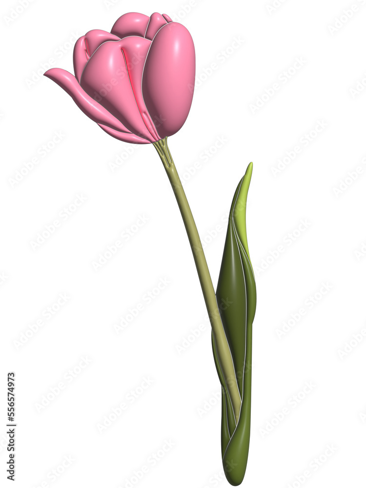 Tulips in 3D rendering style. on a transparent background Tulips in 3D rendering style. on a transparent background