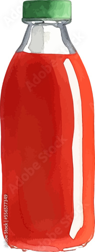 red sauce hand drawn with watercolor painting style illustration