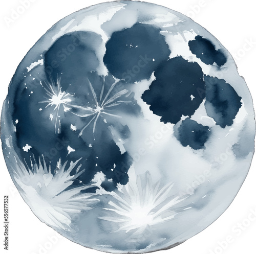 moon hand drawn with watercolor painting style illustration