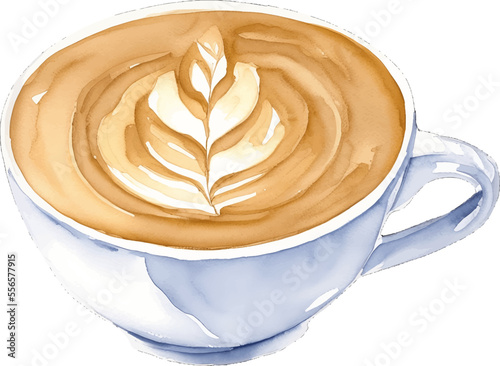 latte art hand drawn with watercolor painting style illustration