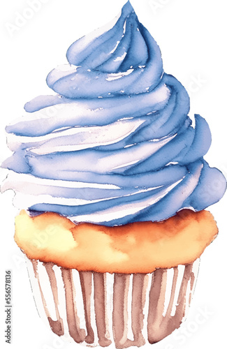 cupcake hand drawn with watercolor painting style illustration