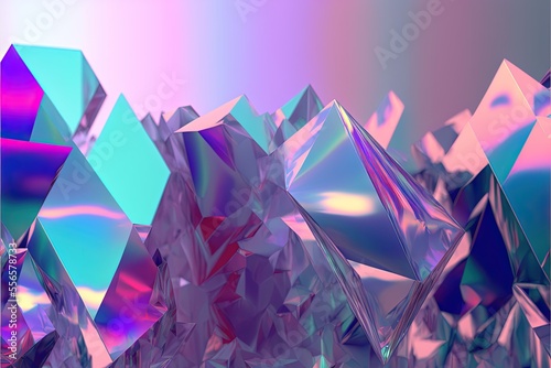 Colorful abstract geometric 3d shapes film with  reflection effect generative ai