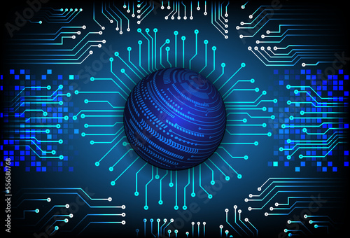 world binary circuit board future technology, blue hud cyber security concept background