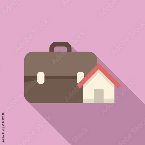 Real estate case icon flat vector. House rent. Invest sale